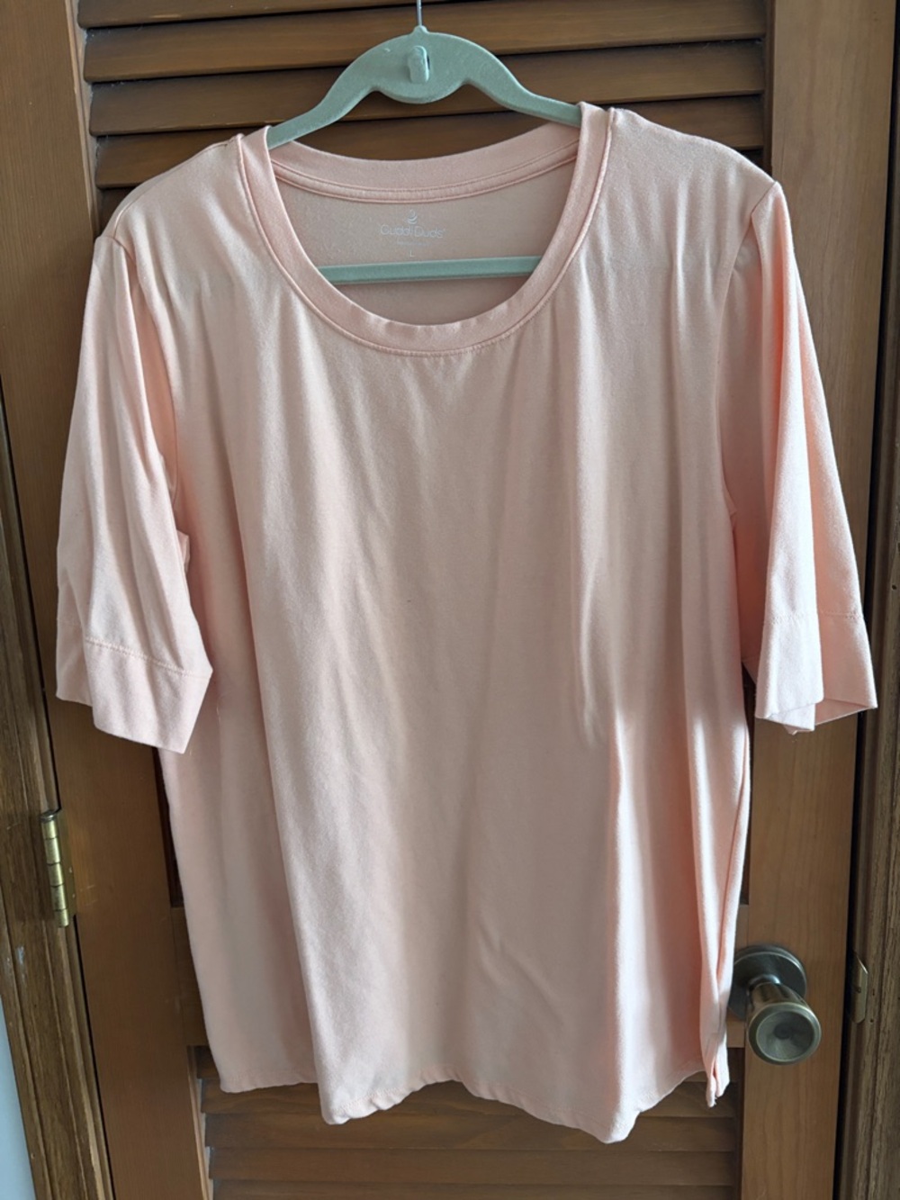Cuddl Duds Peach Short-Sleeve Crewneck Jersey Top